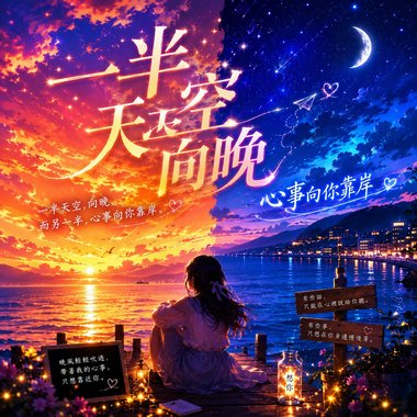 一半天空，向晚   |   一半心事向你，靠岸